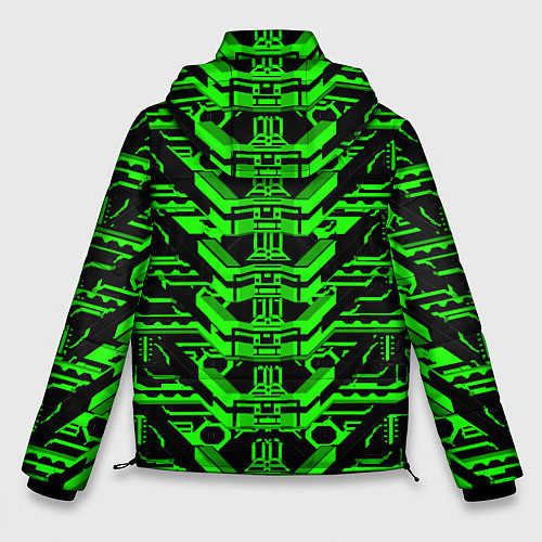 Мужская зимняя куртка Зелёная техно-броня на чёрном фоне / 3D-Черный – фото 2