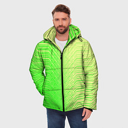 Куртка зимняя мужская Зелёные градиентные линии, цвет: 3D-черный — фото 2