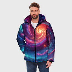 Куртка зимняя мужская Яркая неоновая галактика - нейросеть, цвет: 3D-красный — фото 2
