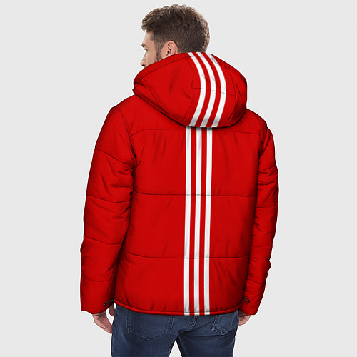 Мужская зимняя куртка СССР гост три полоски на красном фоне / 3D-Светло-серый – фото 4