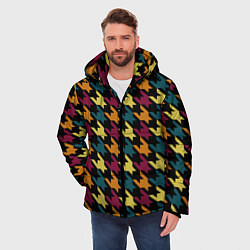 Куртка зимняя мужская Цветной узор гусиные лапки, цвет: 3D-красный — фото 2