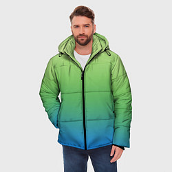 Куртка зимняя мужская Градиент зелёно-голубой, цвет: 3D-черный — фото 2