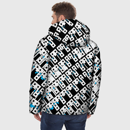 Мужская зимняя куртка Абстрактный узор на чёрном фоне / 3D-Светло-серый – фото 4
