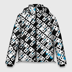 Куртка зимняя мужская Абстрактный узор на чёрном фоне, цвет: 3D-светло-серый