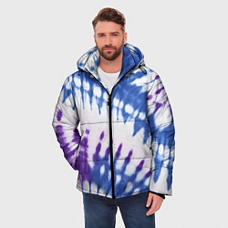 Куртка зимняя мужская Сине-фиолетовый узор тай дай, цвет: 3D-черный — фото 2