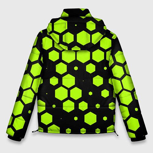 Мужская зимняя куртка Зеленые соты киберпанк / 3D-Черный – фото 2