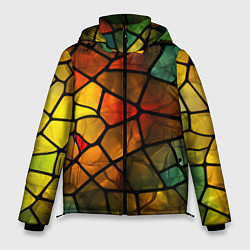 Куртка зимняя мужская Витражная стеклянная мозаика, цвет: 3D-красный