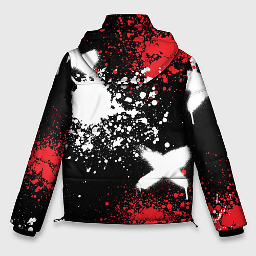 Мужская зимняя куртка Хонда на фоне граффити и брызг красок / 3D-Черный – фото 2