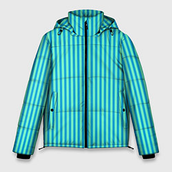Куртка зимняя мужская Зелёно-голубой полосатый, цвет: 3D-светло-серый