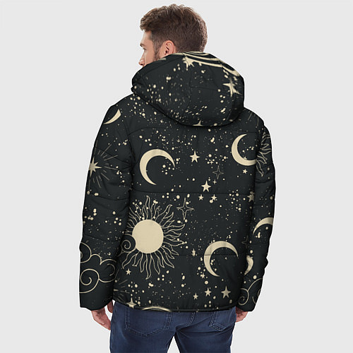 Мужская зимняя куртка Звёздная карта с лунами и солнцем / 3D-Светло-серый – фото 4