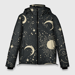 Куртка зимняя мужская Звёздная карта с лунами и солнцем, цвет: 3D-светло-серый