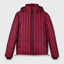 Куртка зимняя мужская Красно-розовый полосатый, цвет: 3D-черный