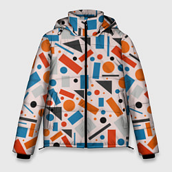 Куртка зимняя мужская Прямоугольники и круги, цвет: 3D-светло-серый
