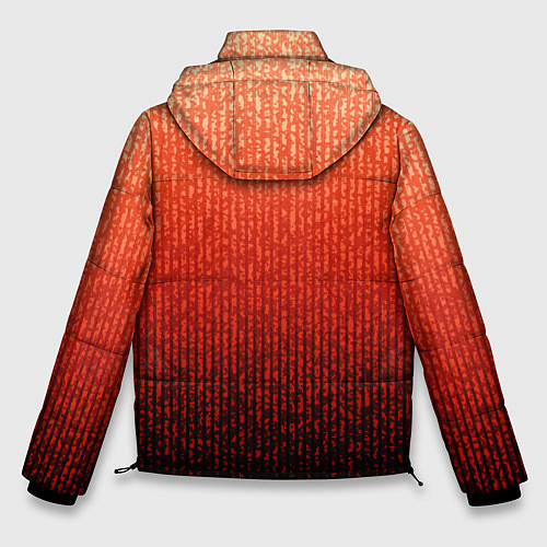 Мужская зимняя куртка Полосатый градиент оранжево-красный в чёрный / 3D-Черный – фото 2