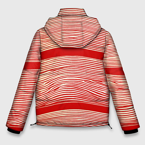 Мужская зимняя куртка В красную полосочку / 3D-Черный – фото 2