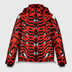 Куртка зимняя мужская Агрессивный красныйй паттерн, цвет: 3D-светло-серый