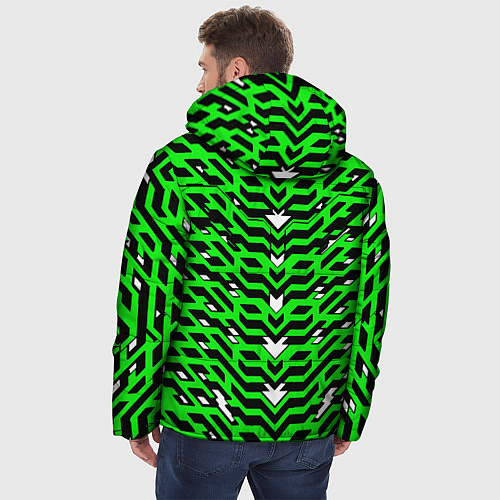 Мужская зимняя куртка Агрессивный зелёный паттерн / 3D-Светло-серый – фото 4
