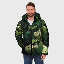 Куртка зимняя мужская Черепа в поле цветов, цвет: 3D-красный — фото 2