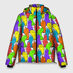 Куртка зимняя мужская Весёлые цветные презервативы, цвет: 3D-черный