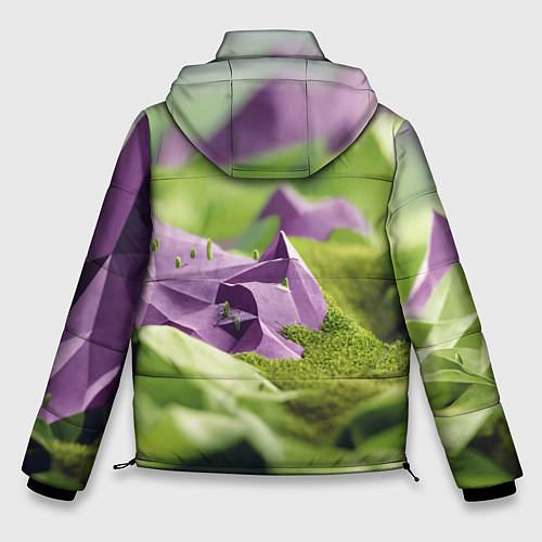 Мужская зимняя куртка Геометрический пейзаж фиолетовый и зеленый / 3D-Черный – фото 2