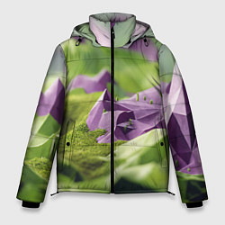 Куртка зимняя мужская Геометрический пейзаж фиолетовый и зеленый, цвет: 3D-черный
