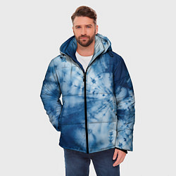 Куртка зимняя мужская Синяя абстракция паутина, цвет: 3D-светло-серый — фото 2