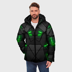 Куртка зимняя мужская Броня в стиле киберпанка в виде плит, цвет: 3D-черный — фото 2
