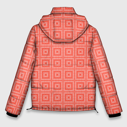 Мужская зимняя куртка Кораллового цвета геометрический клетчатый узор / 3D-Черный – фото 2