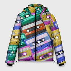 Куртка зимняя мужская Аудио кассеты разноцветные, цвет: 3D-красный
