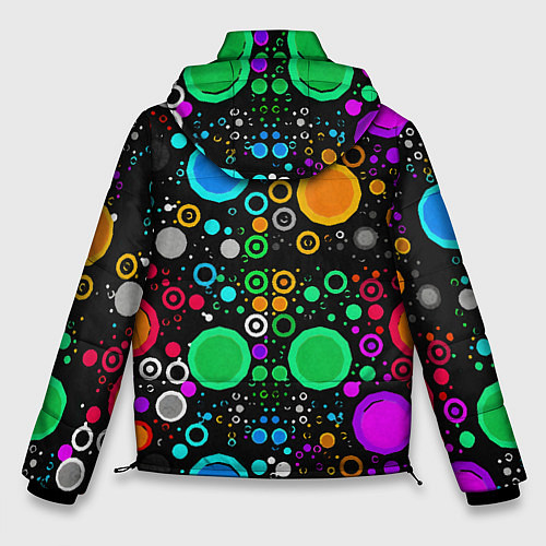 Мужская зимняя куртка Разноцветные круги / 3D-Черный – фото 2