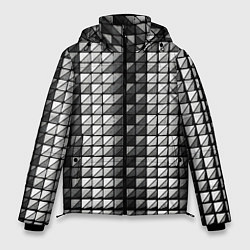 Куртка зимняя мужская Чёрно-белые квадраты, цвет: 3D-красный