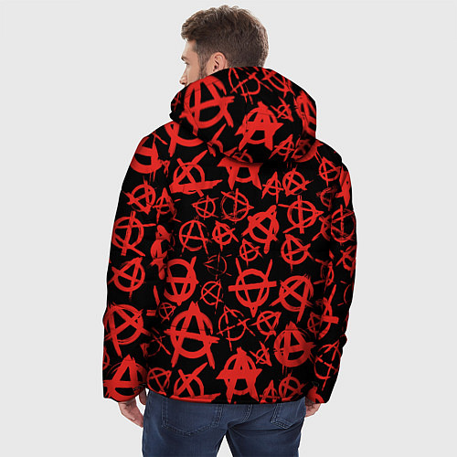 Мужская зимняя куртка Узор анархия красный / 3D-Светло-серый – фото 4
