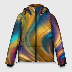 Куртка зимняя мужская Жидкий разноцветный металл, цвет: 3D-черный
