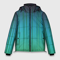 Куртка зимняя мужская Хаотичные зеленые линии, цвет: 3D-черный