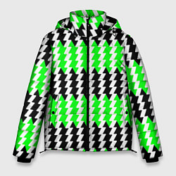 Куртка зимняя мужская Вертикальные чёрно-зелёные полосы, цвет: 3D-черный