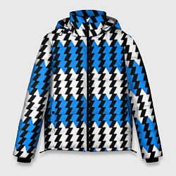 Куртка зимняя мужская Вертикальные бело-синие полосы, цвет: 3D-красный