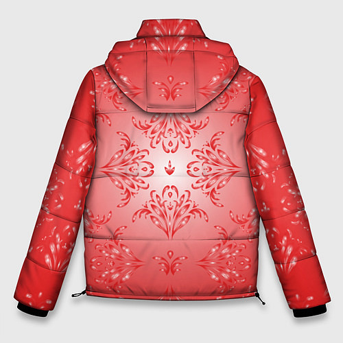 Мужская зимняя куртка Красный симметричный узор / 3D-Черный – фото 2