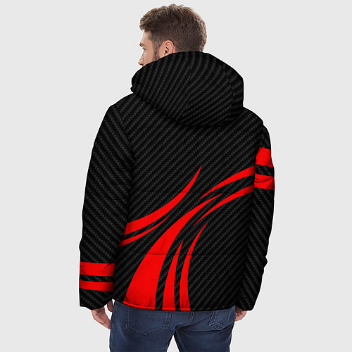 Мужская зимняя куртка GTR Nissan - Carbon and red / 3D-Светло-серый – фото 4