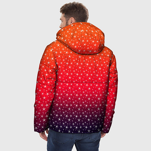 Мужская зимняя куртка Градиент оранжево-фиолетовый со звёздочками / 3D-Светло-серый – фото 4