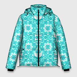 Куртка зимняя мужская Бирюзовая цветочная геометрия, цвет: 3D-черный