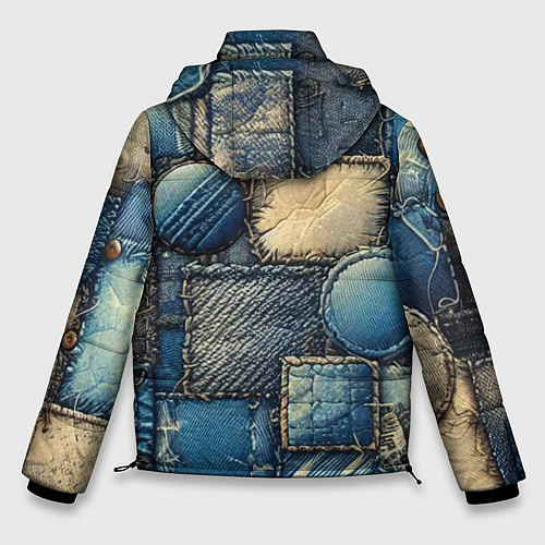 Мужская зимняя куртка Denim patchwork - ai art / 3D-Красный – фото 2