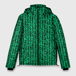 Куртка зимняя мужская Полосатый чёрно-зелёный, цвет: 3D-черный