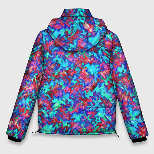 Мужская зимняя куртка Красно-голубая абстракция / 3D-Черный – фото 2