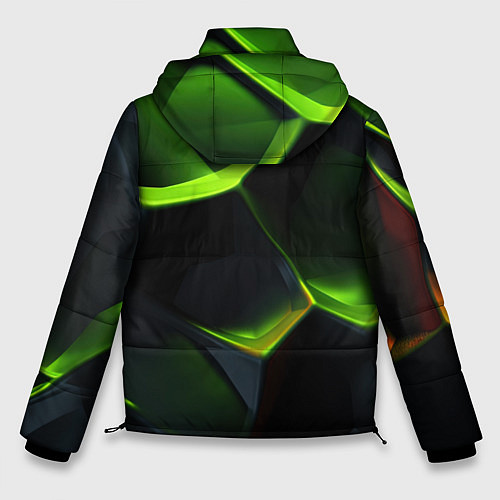 Мужская зимняя куртка Green neon abstract geometry / 3D-Светло-серый – фото 2