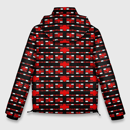 Мужская зимняя куртка Красные и белые кирпичики на чёрном фоне / 3D-Черный – фото 2