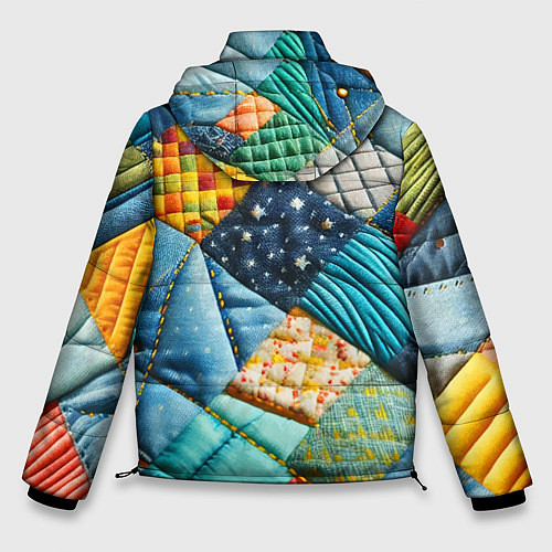 Мужская зимняя куртка Лоскутное одеяло - пэчворк / 3D-Черный – фото 2