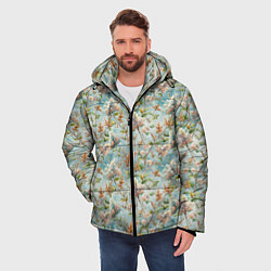 Куртка зимняя мужская Сирень цветы паттерн, цвет: 3D-черный — фото 2