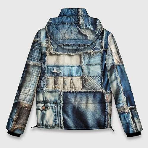 Мужская зимняя куртка Patchwork denim - vogue / 3D-Красный – фото 2