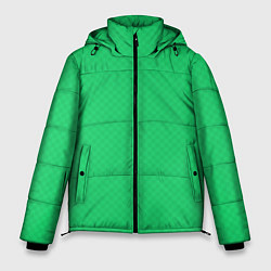 Куртка зимняя мужская Яркий зелёный текстурированный в мелкий квадрат, цвет: 3D-черный