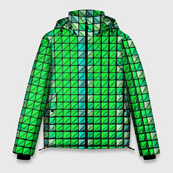 Куртка зимняя мужская Зелёные плитки и чёрная обводка, цвет: 3D-черный